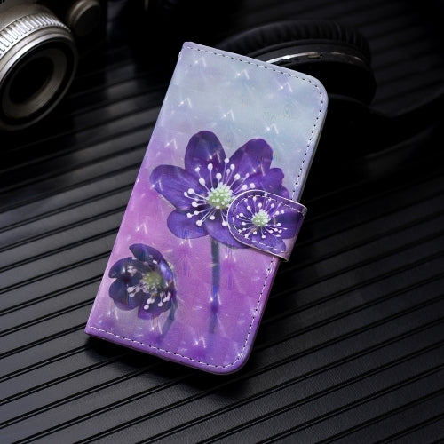 3D Painting Pattern Coloured Drawing Horizontal Flip PU Leather Case with Holder & Card Slots & Wallet For Huawei Mate 20(Purple Flower)