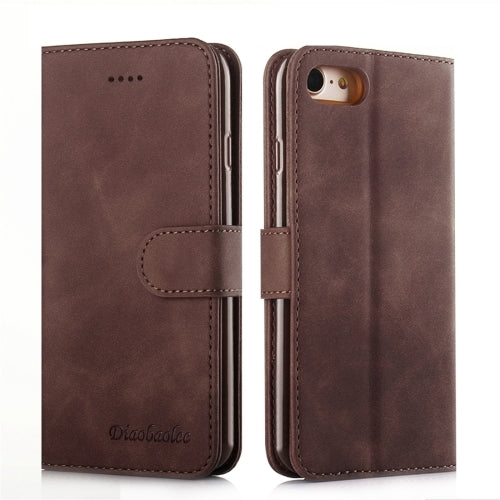 For iPhone 7 / 8 Diaobaolee Pure Fresh Texture Horizontal Flip Leather Case, with Holder & Card Slot & Wallet & Photo Frame(Brown)