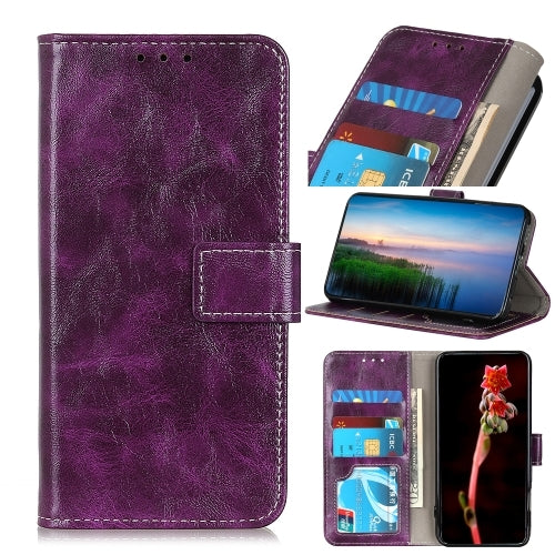 For Motorola G Stylus Retro Crazy Horse Texture Horizontal Flip Leather Case with Holder & Card Slots & Photo Frame & Wallet(Purple)