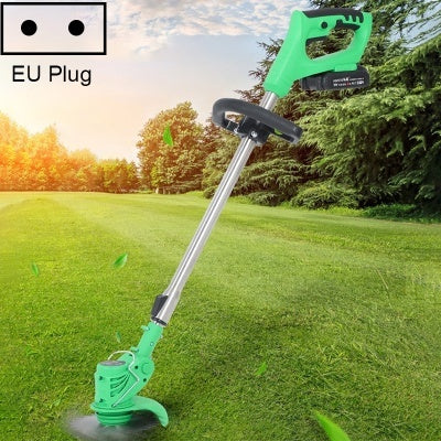 21V Portable Rechargeable Electric Lawn Mower Weeder, Plug Type:EU Plug(Green)