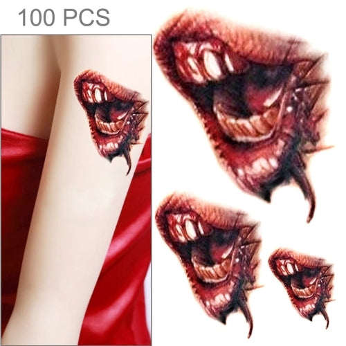 S-297 100 PCS Halloween Terror Realistic Wound Blood Mouth Temporary Tattoo Sticker