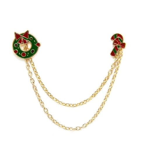 Christmas Fashion Women Enamel Wreaths Candy Chain Brooch