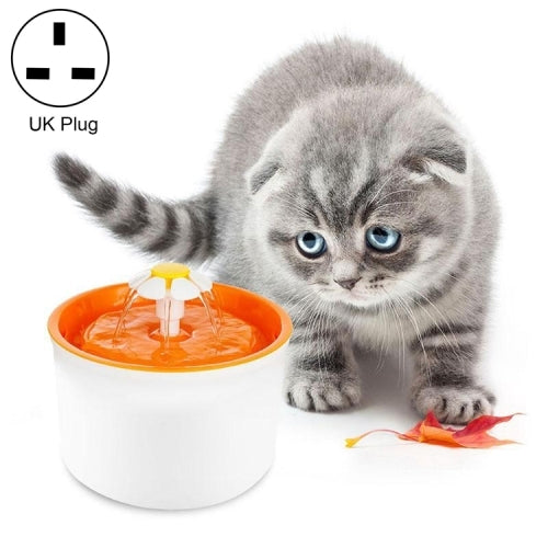 1.6L Automatic Electric Water Fountain Dog Cat Pet Drinker Bowl Drinking Fountain Dispenser, UK Plug (Orange)