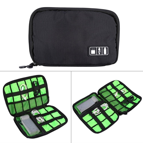 Portable Travel Organizer Storage Collection Bag Case Pouch Digital Gadget Electronic Accessories, Size: 25.7*18.5*1.2cm(Black)