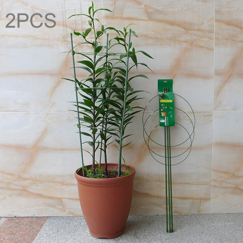 2 PCS Climbing Rattan Plant Holder Round Shaped Green Vines Flower Rack Growing Plants Stand Rack Flower Pot Stent with 3 Iron Ring, Height: 45cm