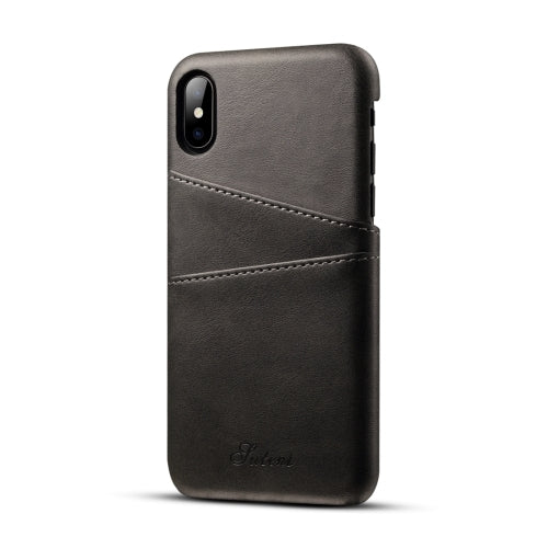 Suteni Calf Texture Protective Case for iPhone X / XS, with Card Slots (Black)