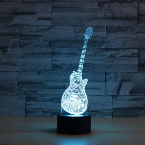Guitar Shape 3D Colorful LED Vision Light Table Lamp, USB Touch Version