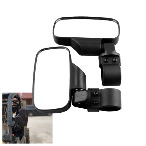 MB-MR016-BK 2 PCS Motorcycle UTV Modified Side View Mirrors for UTV with 1.75 inch and 2 inch Roll Cage(Black)