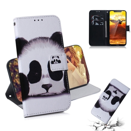 Panda Pattern Coloured Drawing Horizontal Flip Leather Case for Nokia 8.1 / X7, with Holder & Card Slots & Wallet