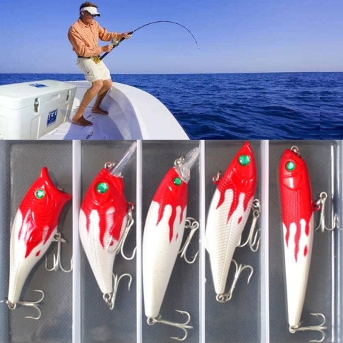 5 PCS Fishing Artificial Bait Lures Treble Hooks Baits Set with Plastic Case