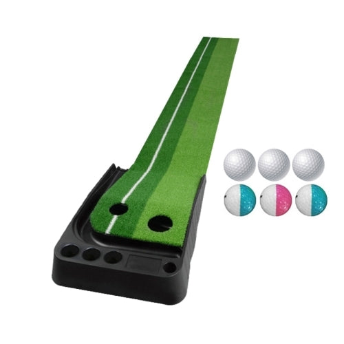 PGM Golf Putting Mat Push Rod Trainer 3m, with Three Soft Balls & Three Bicolor Balls, without Auto Ball Return Fairway (Green)