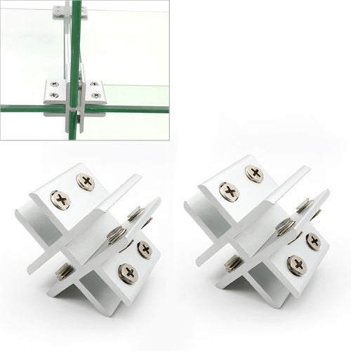 2 PCS Cross-type Aluminum Alloy Glass Combination Clamp Cabinet Partition Fixing Clip, Cliped 10-12mm