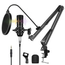 PULUZ Studio Broadcast Condenser Microphone with Arm & Mount & USB Sound Card