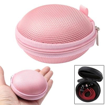 Grid Style Carrying Bag Box for Headphone / Earphone(Pink)