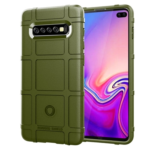 Shockproof Protector Cover Full Coverage Silicone Case for Galaxy S10+(Army Green)