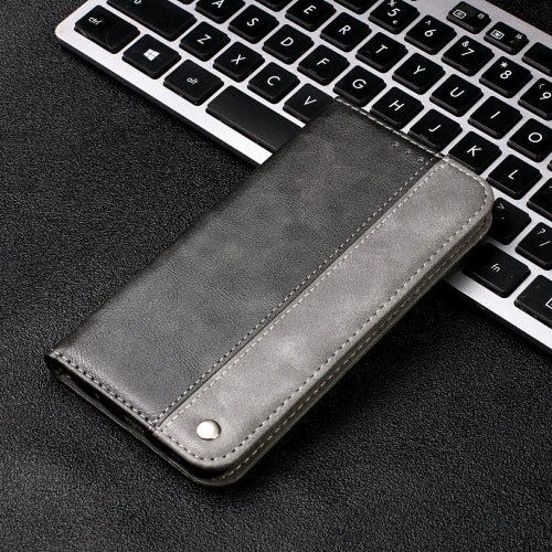 Business Solid Color Stitching Horizontal Flip Leather Case for Galaxy S10, with Holder & Card Slots & Wallet & Lanyard (Grey)