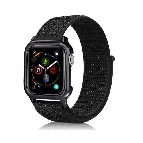 Simple Fashion Nylon Watch Strap with Frame for Apple Watch Series 5 & 4 44mm (Reflrctive Black)