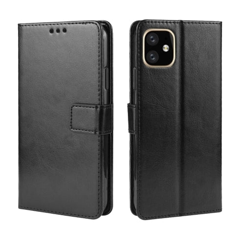 Retro Crazy Horse Texture Horizontal Flip Leather Case for iPhone 11 6.1 inch, with Holder & Card Slots & Photo Frame(Black)