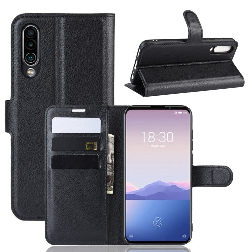 Litchi Texture Horizontal Flip Leather Case for MEIZU 16XS, with Wallet & Holder & Card Slots(black)