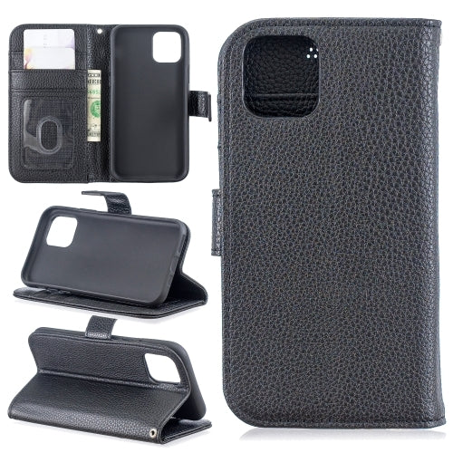 For iPhone 11 Pro Lychee Texture Horizontal Flip Leather Case with Holder & Card Slots & Wallet & Photo Frame(black)