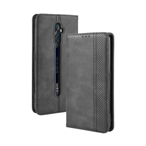 For Oppo Reno2 F/ Reno2 Z Magnetic Buckle Retro Crazy Horse Texture Horizontal Flip Leather Case with Holder & Card Slots & Photo Frame(Black)