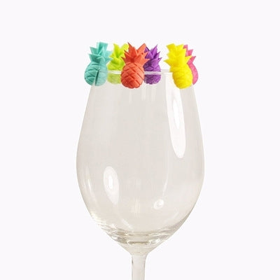 5 Sets Wine Glass Silicone Pineapple Mark Distinguisher Party Fruit Shape Cup Mark