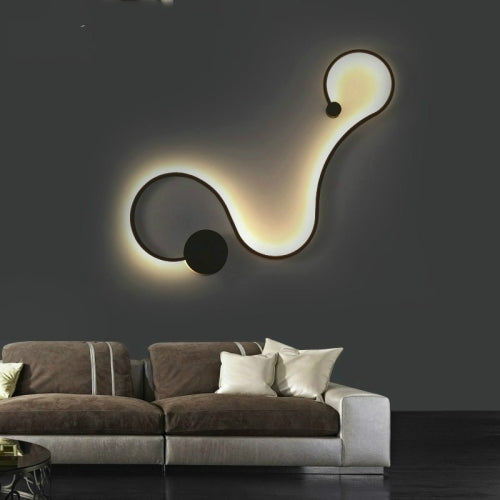 Light Rail Modern Minimalist Living Room Bedroom Bedside Aisle Showroom LED Wall Lamp, Color:Warm Light(B Black)