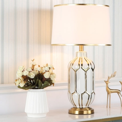 Fashion Minimalist Bedside Living Room Bedroom Decorative Table Lamp(White Gold)