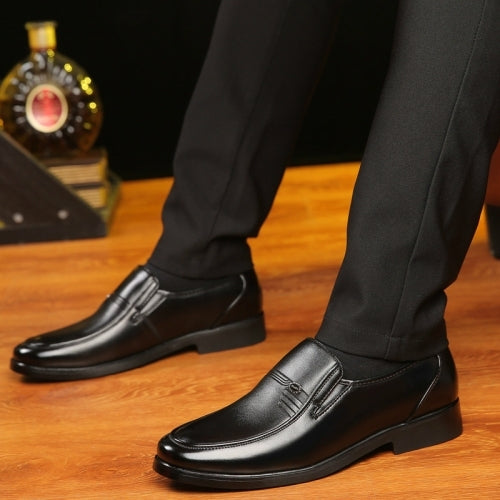 Autumn Men Business Casual Shoes Leather Shoes, Size:45(Black)