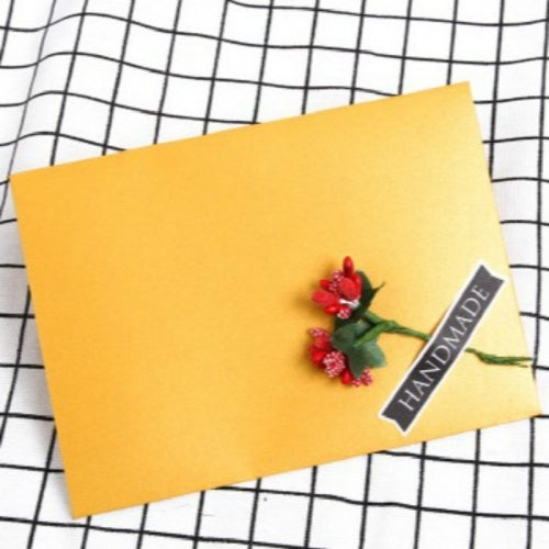 3 PCS Pearl Paper Envelope Creative DIY Invitation Letter Love Letter Postcard 6 Inch Photo Storage Folder(Golden Flower Buds)