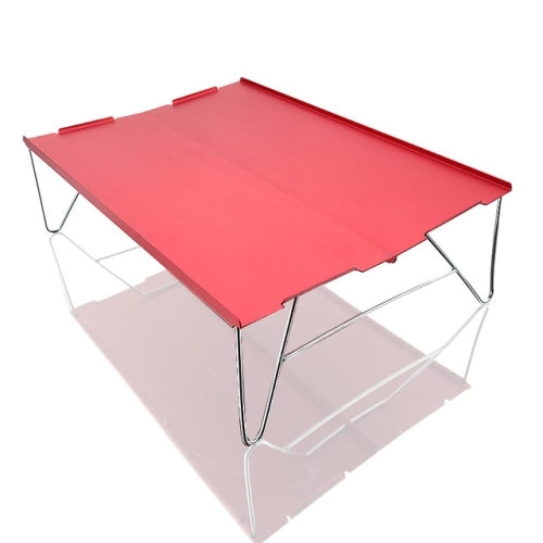 Outdoor Portable Mini Aluminum Table Ultralight Folding Picnic Table Camping Self-Driving Fishing Barbecue Small Coffee Table(Red)