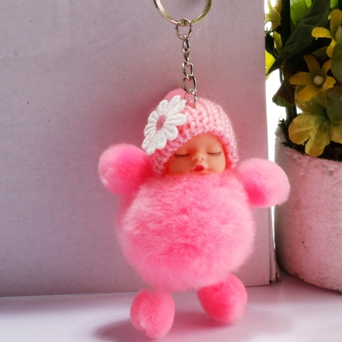 Sleeping Baby Doll Ball Key Chain Car Keyring Holder Bag Pendant Charm Keychain(Pink)