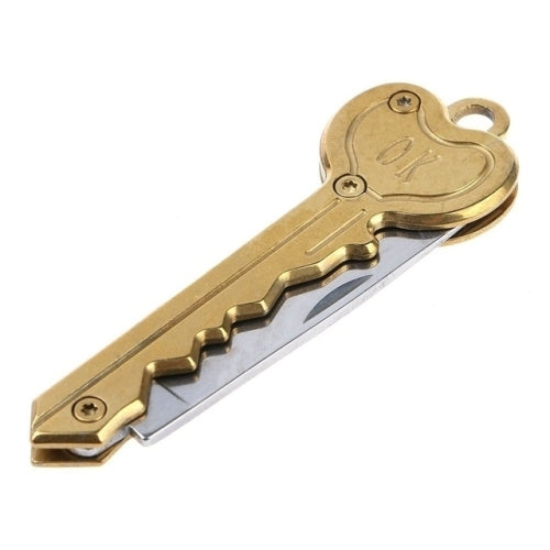 Mini Key Knife Camp Outdoor Keyring Ring Keychain Fold Self Defense Security Multi Tool(Gold)
