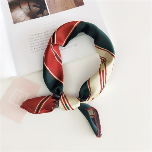 Square Scarf Hair Tie Band For Business Party Women Elegant Small Vintage Skinny Retro Head Neck Silk Satin Scarf(10)