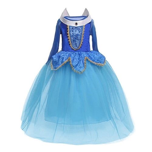 Girls Dress Halloween Cosplay Sleeping Beauty Princess Dresses Christmas Costume Party Children Kids Clothing, Size:110cm(Blue)