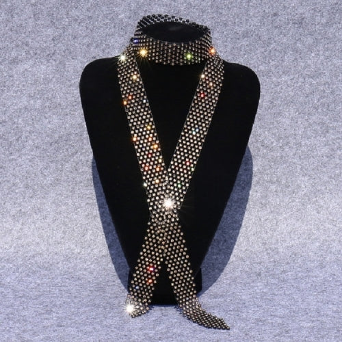 Gold Diamond on Black Women Sequined Rhinestone Bow Tie Dance Costume Accessories