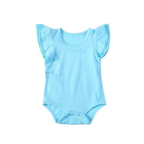 Summer Baby Cotton Ruffled Short-sleeved Round Neck Triangle Romper, Size:100cm(Blue)