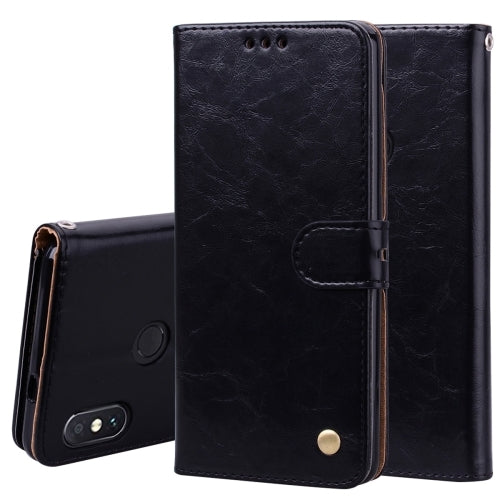 Business Style Oil Wax Texture Horizontal Flip Leather Case for Xiaomi Redmi Note 5 Pro, with Holder & Card Slots & Wallet (Black)